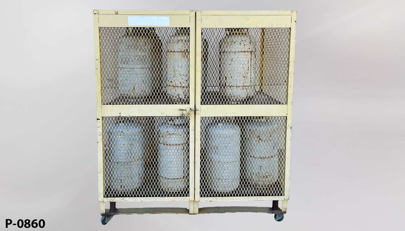 Propane storage rack, YELLOW, expanded metal cage, 2-tier, another photo