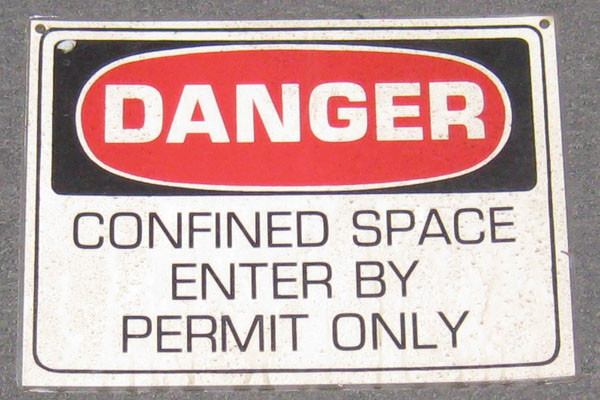 Sign-Danger Confined Space Enter By Permit Only, stock number S-0011