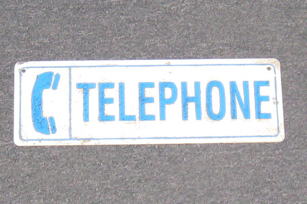 Sign-Telephone (w/ picture of phone), wht/blue plastic, another photo