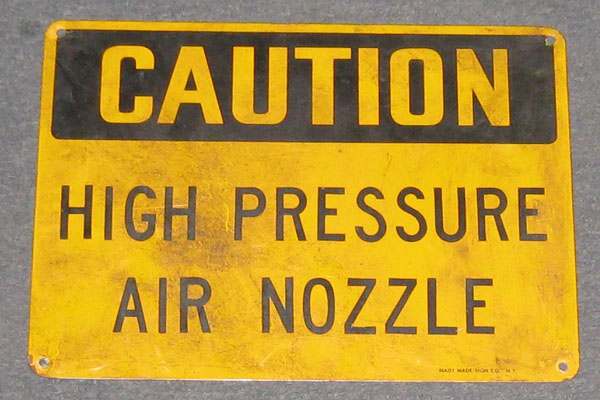 Sign-Caution High Pressure Air Nozzle, stock number S-0057