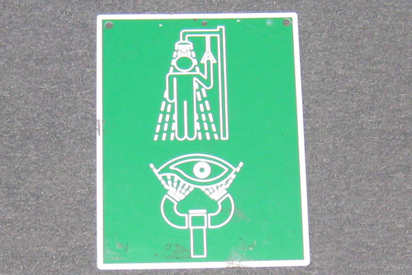 Sign-symbol for emergency shower/eyewash, stock number S-0076