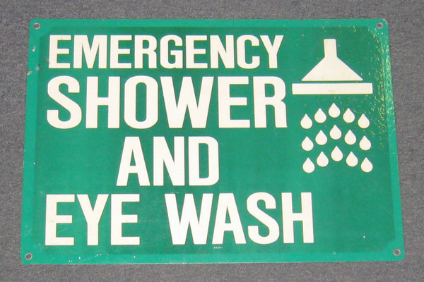 Sign-Emergency shower & eye wash, stock number S-0187