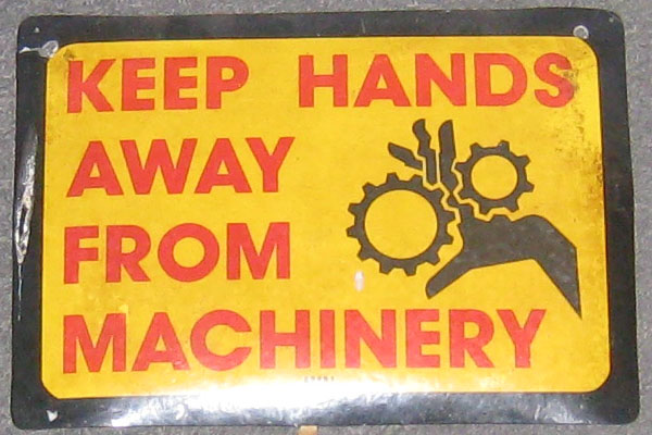 Sign-Keep Hands Away From Machinery, stock number S-0206