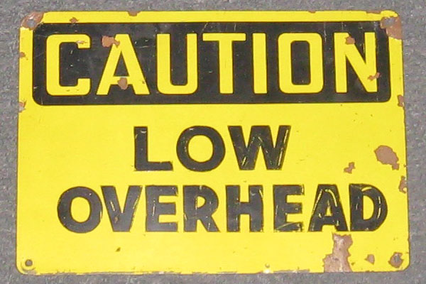 Sign-Caution low over head, stock number S-0228