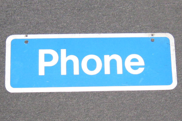 Sign-Phone, 2-sided, metal, white/light blue, 17"w x 6"t, another photo
