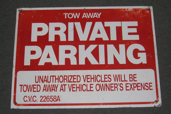 Sign-Tow Away Private Parking Unauthorized Vehicles Will Be Towed Away At, stock number S-0354