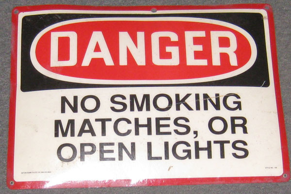 Sign-Danger No Smoking, stock number S-0367