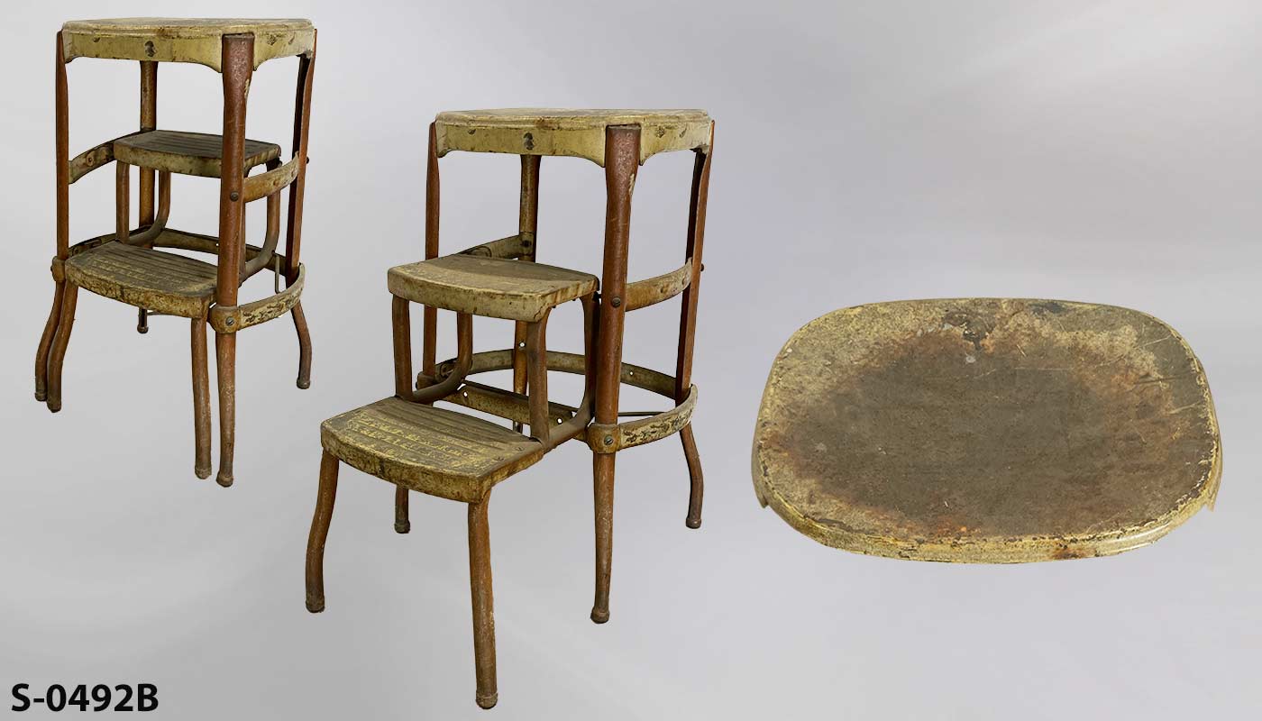 Stool/Step stool, metal, 24"t [SPECIFY COLOR] [SPECIFY FOLD, another photo