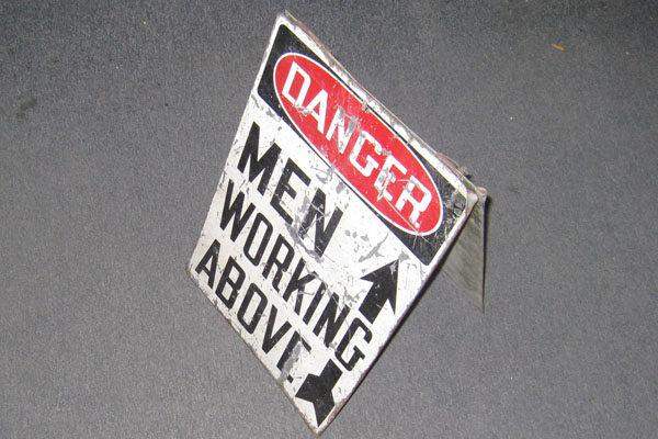 Sign-Danger Men Working Above ^2 sided-sandwich board, stock number S-0497