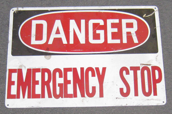 Sign-Danger Emergency Stop, stock number S-0498