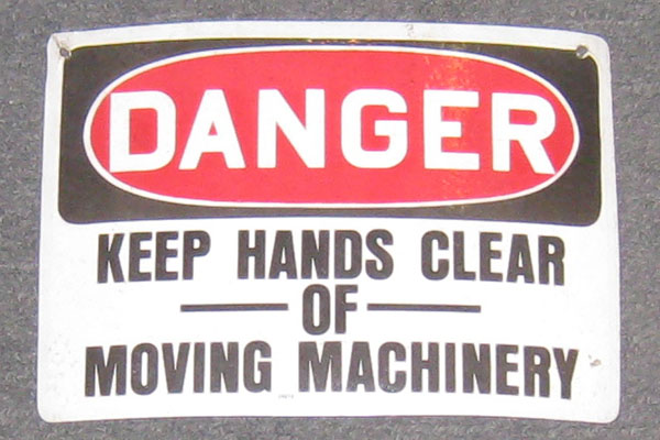 Sign-Danger Keep Hands Clear Of Moving Machinery, stock number S-0572