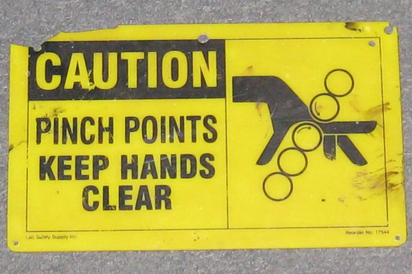 Sign-Caution Pinch Points Keep Hands Clear, stock number S-0595