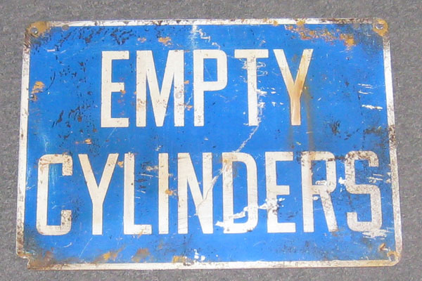 Sign-Empty Cylinders, stock number S-0623