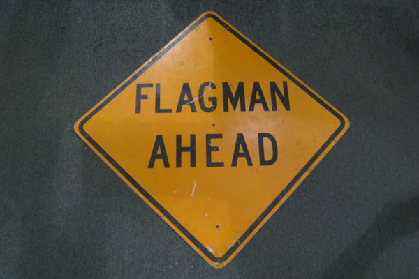 Sign-Flagman Ahead, stock number S-0680