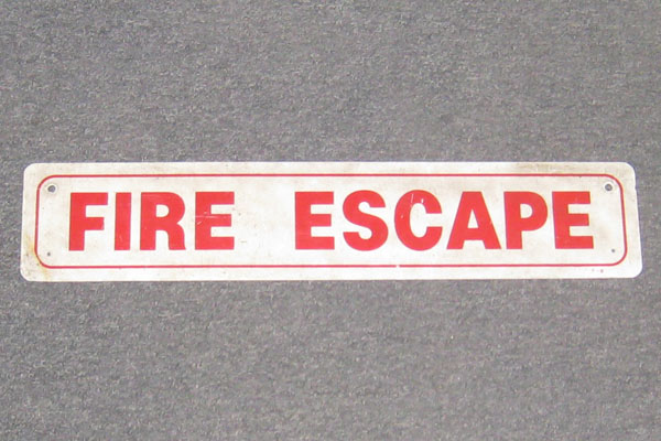 Sign-Fire Escape, stock number S-0824