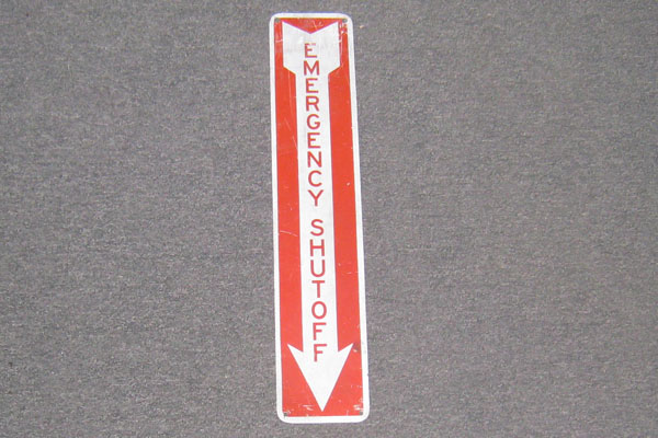 Sign-Emergency Shutoff, stock number S-0831
