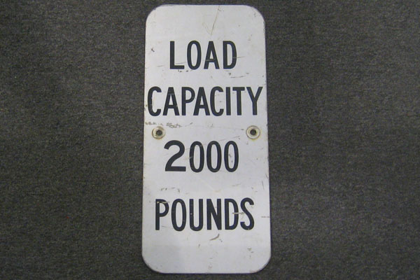 Sign-Load Capacity 2000 Pounds, stock number S-0871