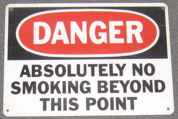 Sign-Danger Absolutely No Smoking Beyond This Point, stock number S-0874