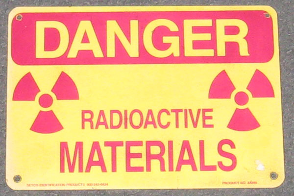 Sign-Danger Radioactive Materials red/yellow, stock number S-0876