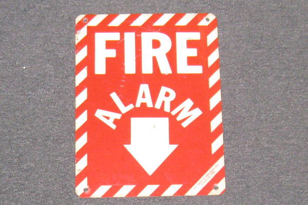 Sign-Fire Alarm V, stock number S-0952
