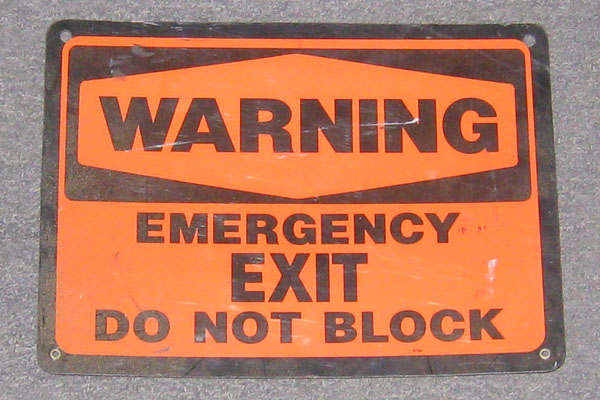 Sign-Warning Emergency Exit Do Not Block, stock number S-0955
