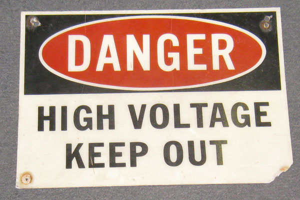 Sign-Danger High Voltage Keep Out, stock number S-0987