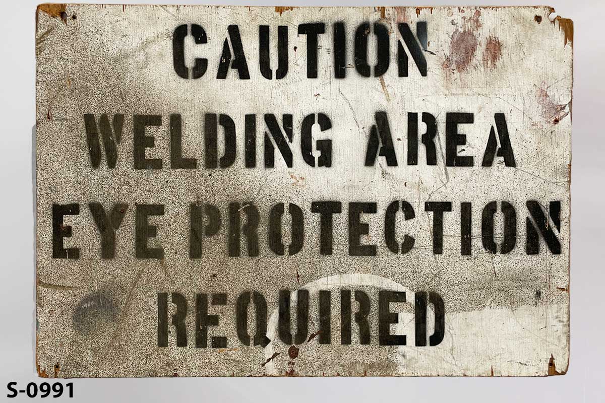 Sign-Caution Welding Area Eye Protection Required, wood, another photo