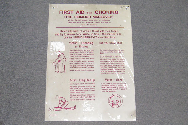 Sign-First Aid For Choking, stock number S-1006