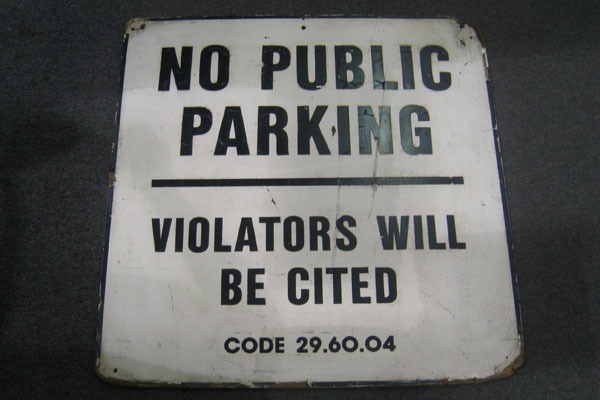 Sign-No Public Parking Violators Will Be Cited- masonite - blk/wht, stock number S-1039