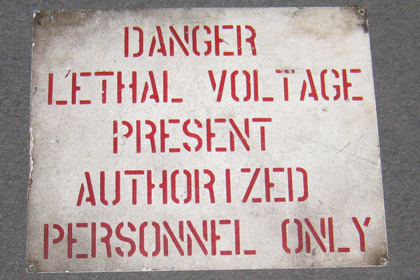 Sign-Danger Lethal Voltage Present Authorized Personnel Only, stock number S-1042