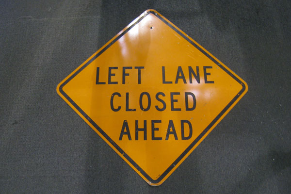 Sign-Left Lane Closed Ahead, stock number S-1061