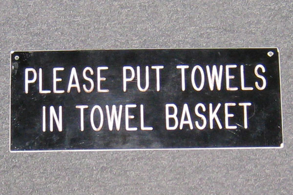 Sign-Please Put Towels In Towel Basket, stock number S-1086