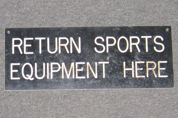 Sign-Return Sports Equipment Here, stock number S-1089