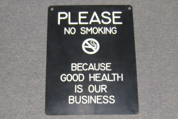 Sign-Please No Smoking Because Good Health Is Our Business, stock number S-1091