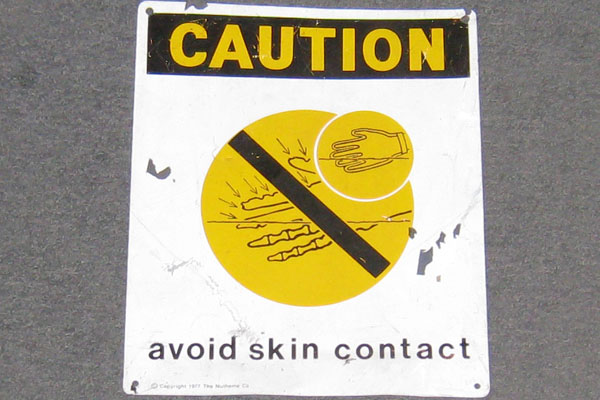 Sign-Caution Avoid Skin Contact, stock number S-1100
