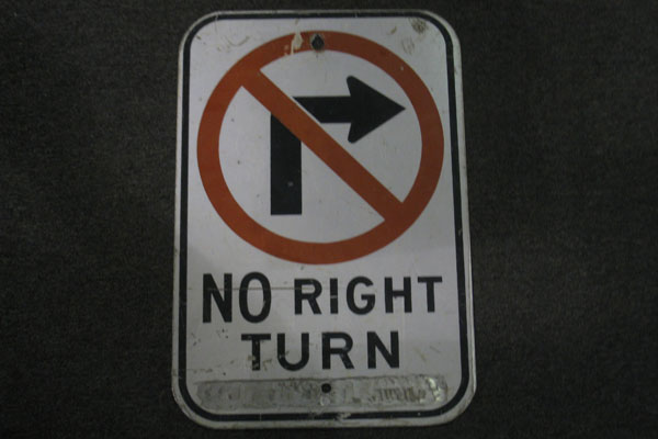 Sign-No Right Turn - w/ symbol for no right turn, stock number S-1172