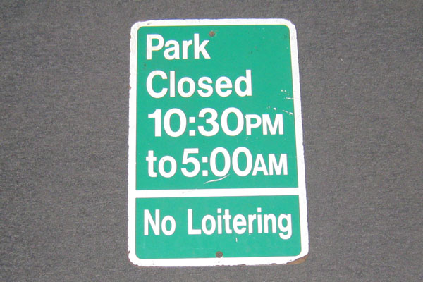 Sign-Park Closed 10:30pm To 5:00am No Loitering, stock number S-1204