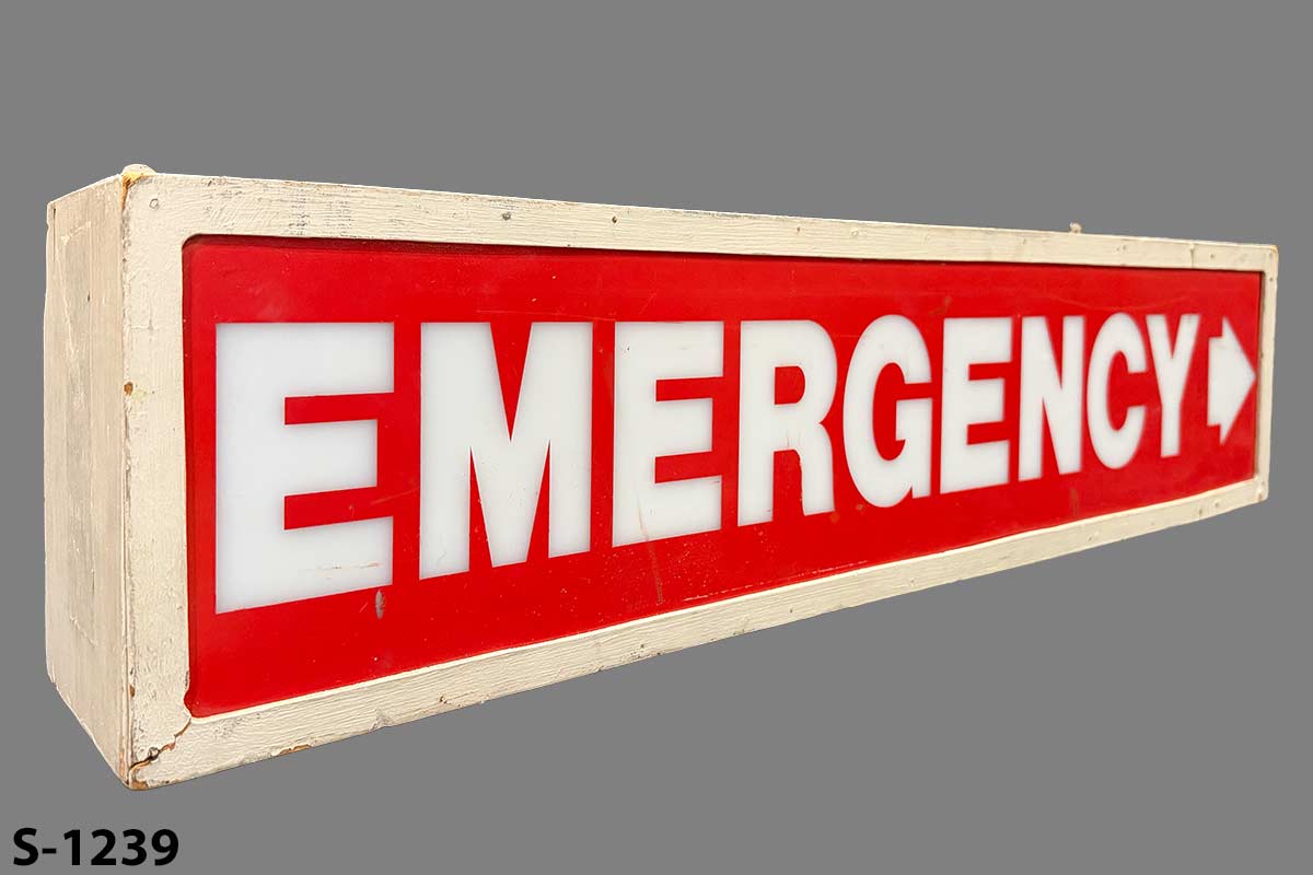 Sign-lighted-EMERGENCY---->, stock number S-1239