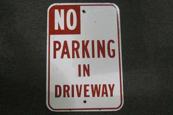 Sign-No Parking In Driveway, stock number S-1240
