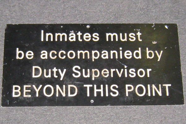 Sign-Inmates Must Be Accompanied By Duty Supervisor Beyond This Point, stock number S-1260