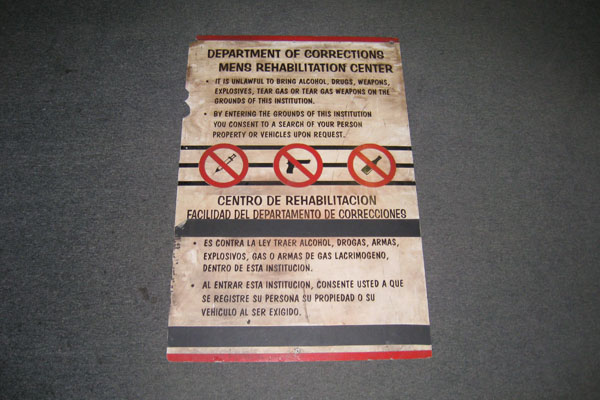 Sign-Department Of Corrections Women's Rehabilitation Center... red/blk/wht, stock number S-1292
