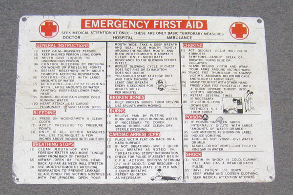 Sign-Emergency First Aid, stock number S-1335