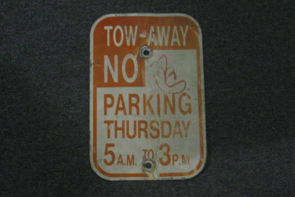 Sign-Tow Away No Parking Thursday, stock number S-1454