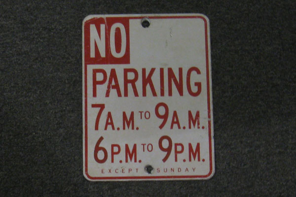 Sign-No Parking 7am - 9am, stock number S-1457