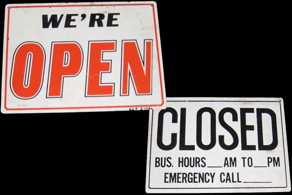Sign-Yes We're Open/We're Closed, stock number S-1486