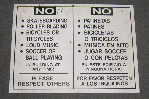 Sign-No Skateboarding, stock number S-1523
