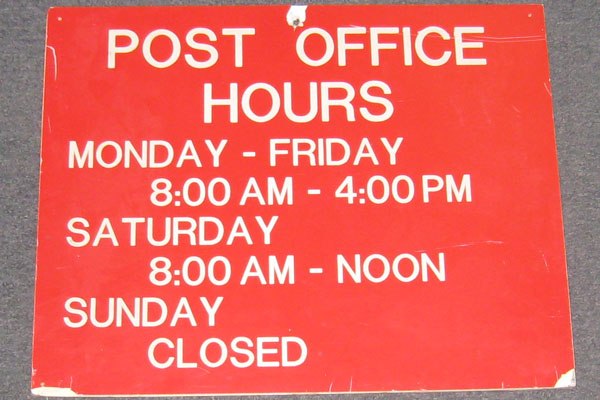 Sign-Post Office Hours red/wht 19"x15", stock number S-1553
