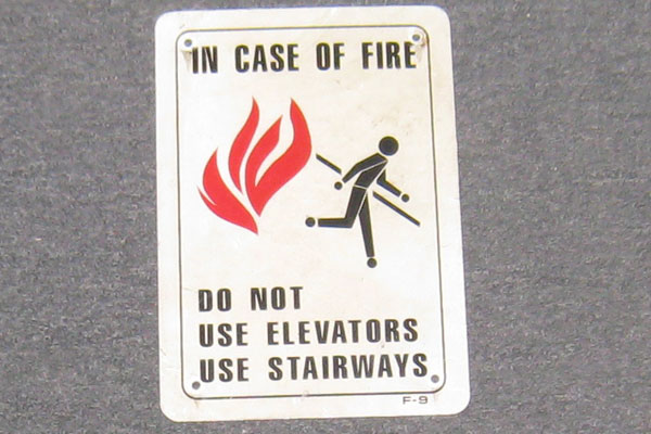 Sign-In Case of Fire Do Not Use Elevator Or Stairs, stock number S-1593