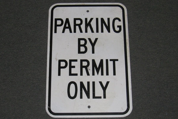 Sign-Parking by permit only, stock number S-1642