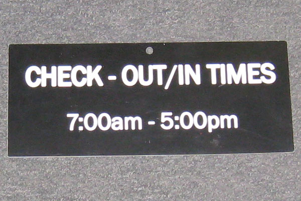 Sign-Check-Out/In Times, stock number S-1681